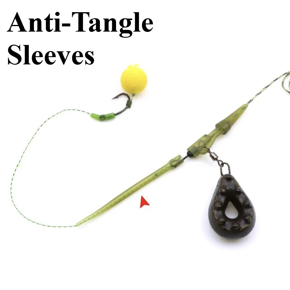 

Carp Fishing Anti-Tangle Sleeves 30PCS Terminal Connect with Fishing Hook Rubber Tip Tube Positioner For Fishing Accessories