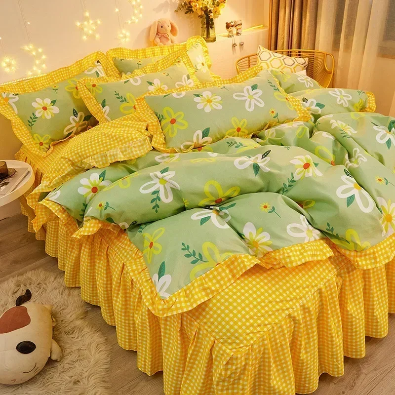 Kuup New Duvet Cover kawaii Bedding Set Twin Size Flower Quilt Cover 150x200 High Quality Skin Friendly Fabric Bedding Cover