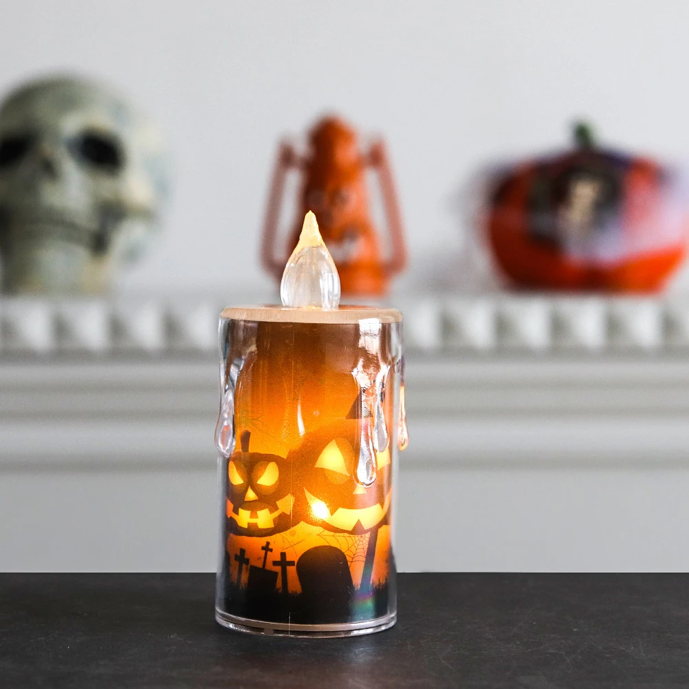 Halloween Decoration Smooth Surface Electronic Candle Light Trick Or Treat Decoration Decorative Props Electronic Lights