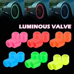 Luminous Caps Fluorescent Night Glowing Stem Caps Car Decor Vehicles Wheel Light Hub Styling Shiny Tyre Cap Motorcycle Univ R2R9