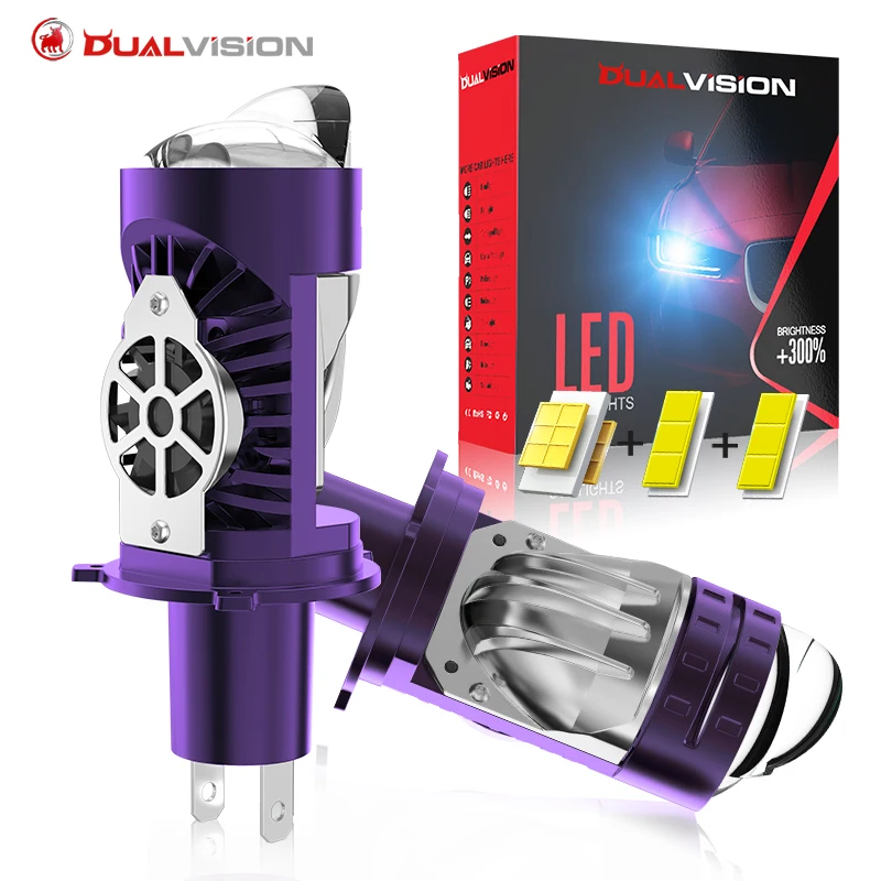 

H4 Auto Lamp Mini Lens LED Headlight Bulbs 4000000LM Car Motorcycle Hi/low Beam Dual Projector Len LED Automotive Moto 12V 24V