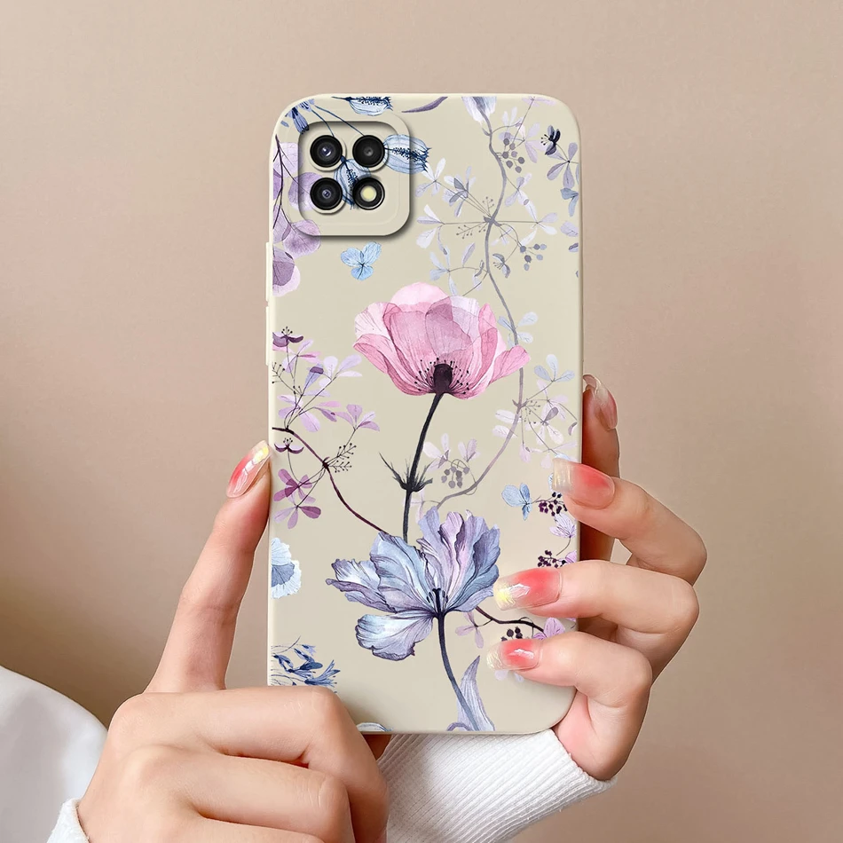 Cases For Samsung A22 5G 4G A22S Cute Soft Liquid Silicone Camera Protector Back Cover For Galaxy A22 A 22 A 22S Coque Bumper