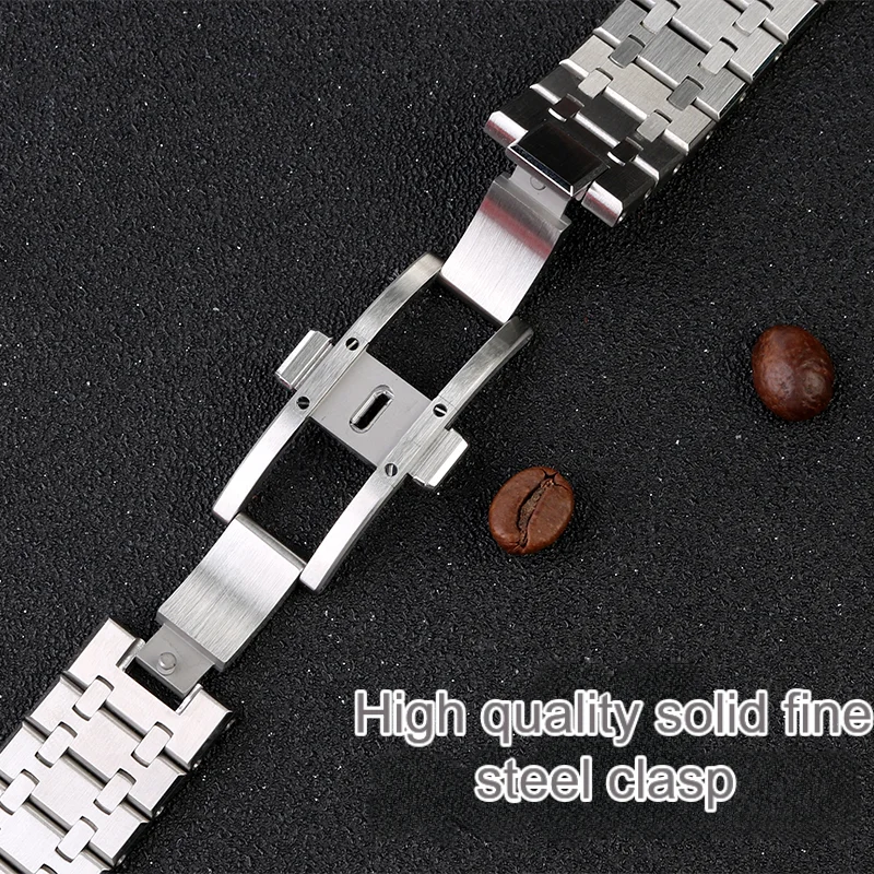 For AP Metal Watch Band Men\'s Audemars P Steel Watch Band AP15400 26320 15500 Concave Solid Special Steel Band 26mm