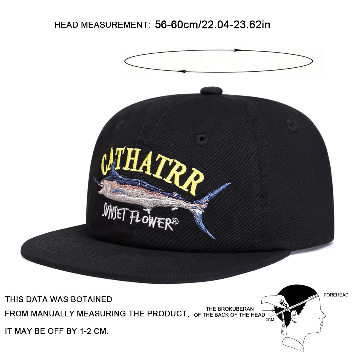 Unisex CATHATRR SUNSET FLOWER Embroidery Hip-hop Hats Spring Autumn Outdoor Adjustable Casual Baseball Caps Sunscreen Hat Cap