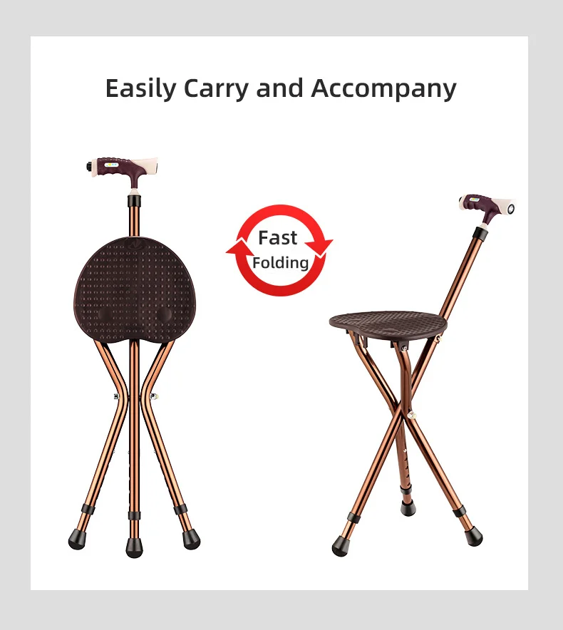 

Collapsible Telescopic Folding Cane Elder Cane LED Can be a Stool Walking Trusty Sticks Elder Crutches for Mothers Elder Fathers