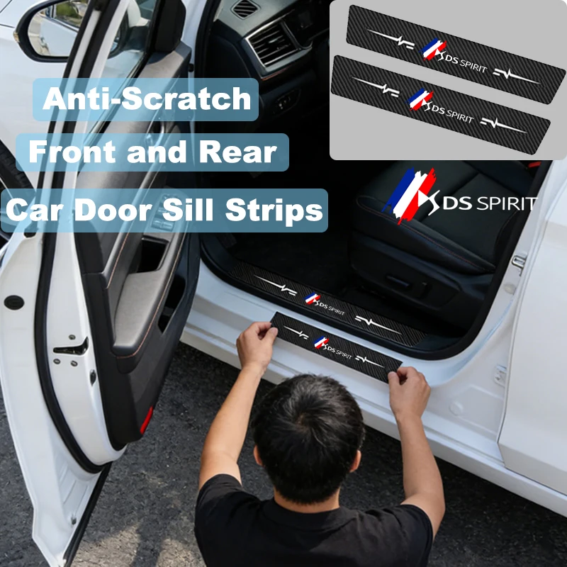 

Car Decals Front and Rear Doors Trunk Anti Scratch Decorative Stickers, for DS Spirit Wear-resistant Door Sill Strip for Citroen