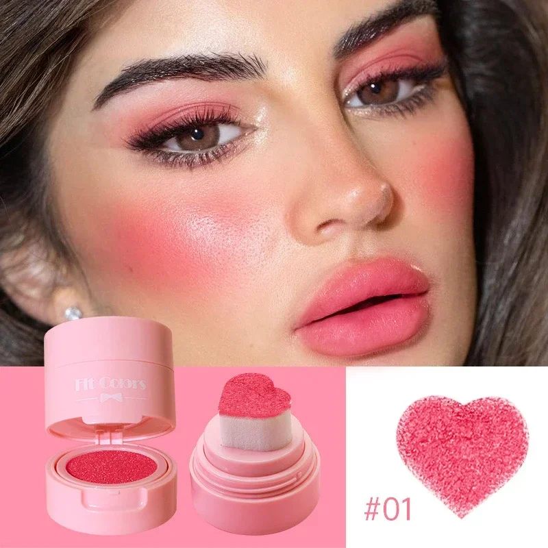 Heart Blush Stick Sponge Stamp Facial Blush Waterproof Brightening Face Contouring Shadow Blusher Tint Cheek Korean Cosmetics