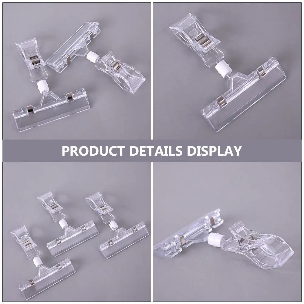 25Pcs Transparent Plastic Price Tag Clip Universal Holder Supermarket Label Clamp Display Clip Merchandise Sign Clamp