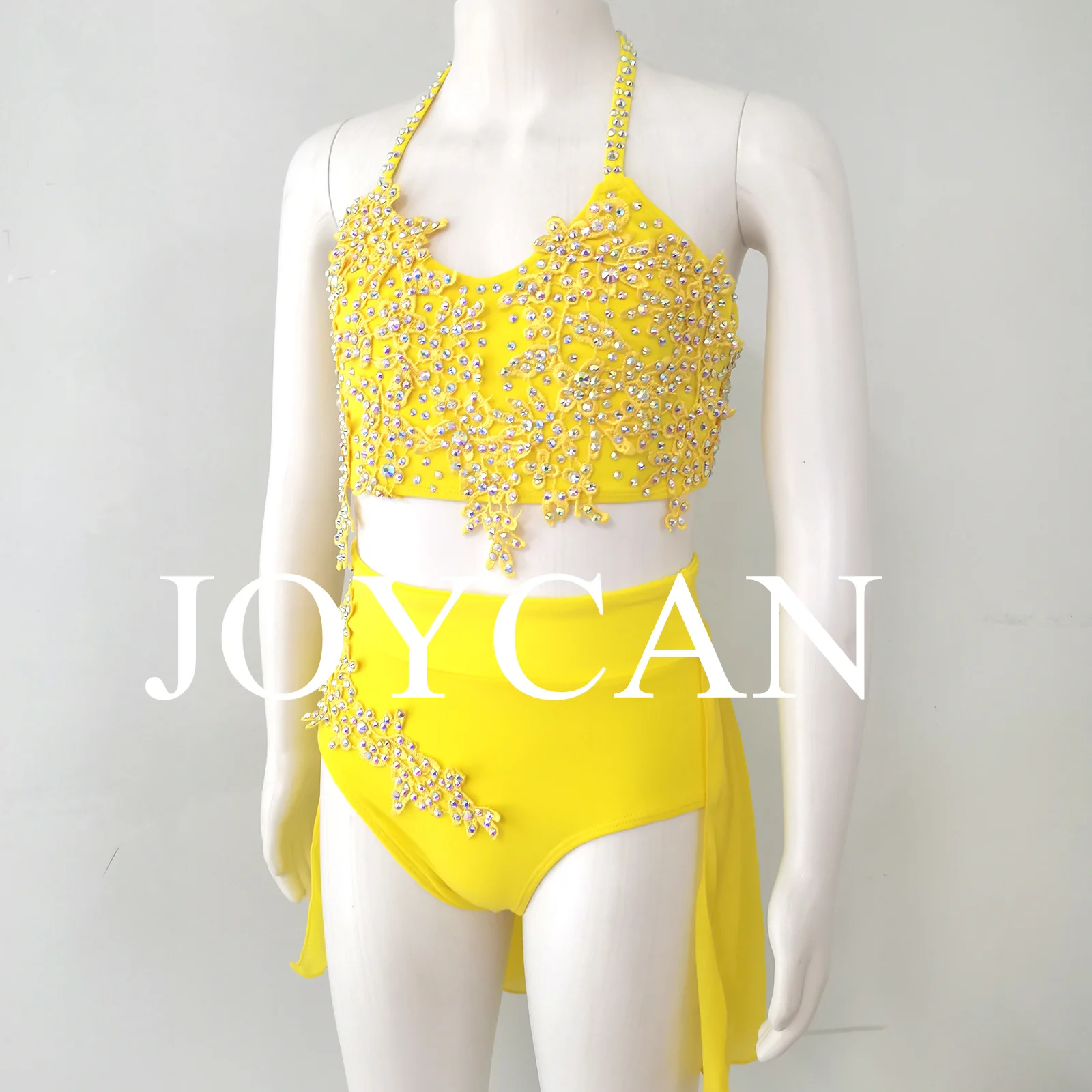 JoyCan فستان رقص غنائي أصفر ملابس رقص الجاز القطب ملابس الرقص فتاة أداء التدريب