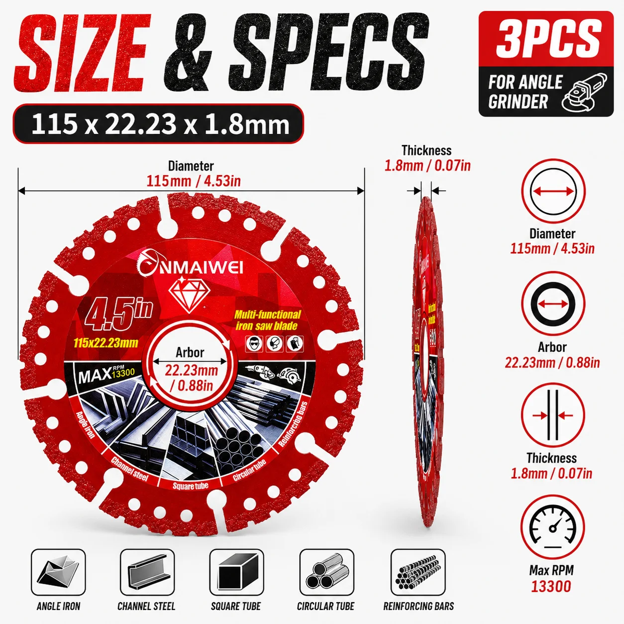 3PCS Diamond Saw Blade Set for - огляд і ціна Angle Grinder 4.5