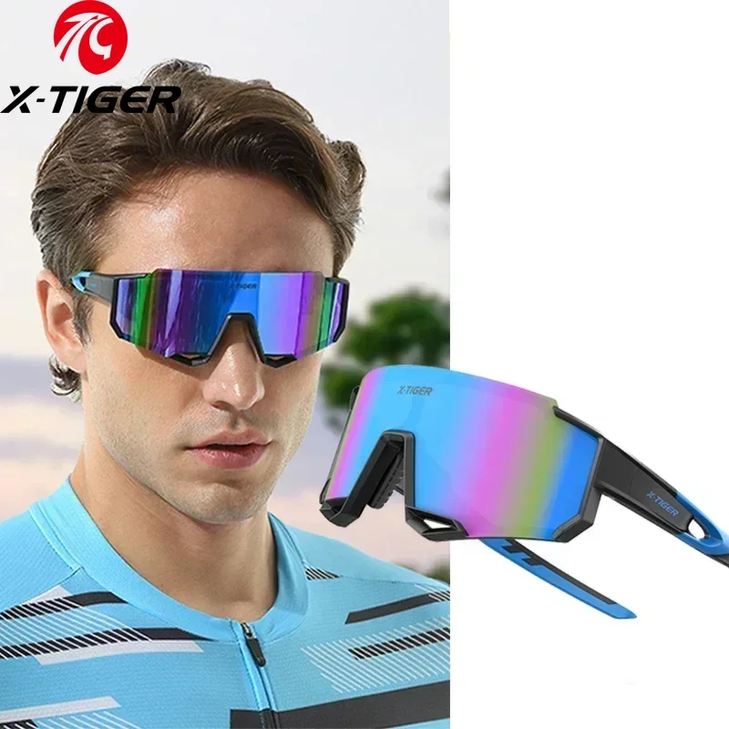 X-TIGER Men's and Women's Sports Sunglasses Colour Polarised Cycling Glasses Road MTB Bike Riding Protective Goggles