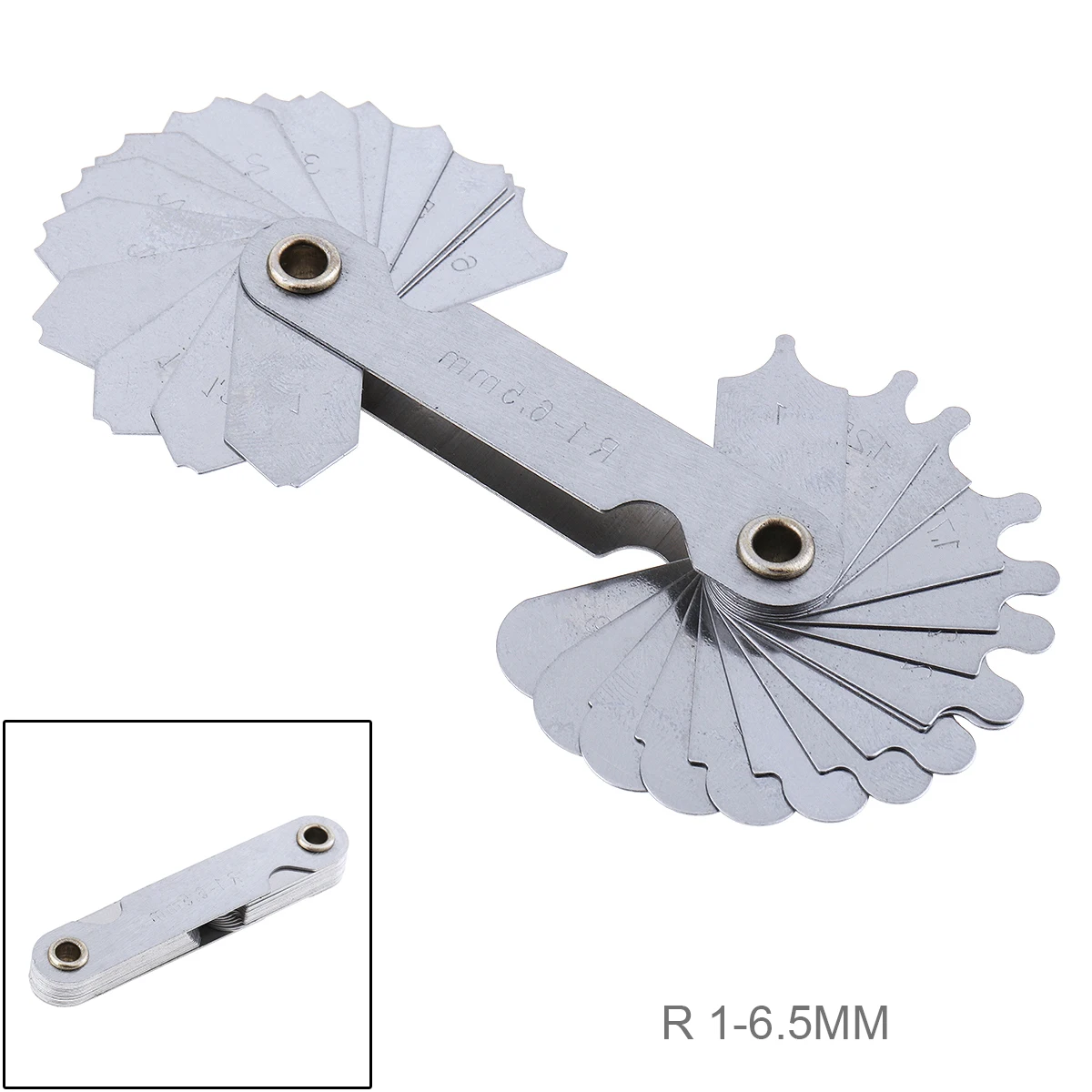 

32pcs R1-6.5A7C10 1-6.5 Blades Range Stainless Steel Radius Gauge Sample R Gauge for Industrial Measurement