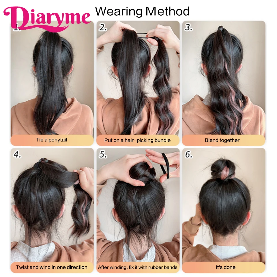 DIY Self-winding Hair Bundle Hair Bun Wig Synthetic Curly Ponytail Hair Bundle Hair Extensions Braid Lazy Fluffy Fake Ponytail