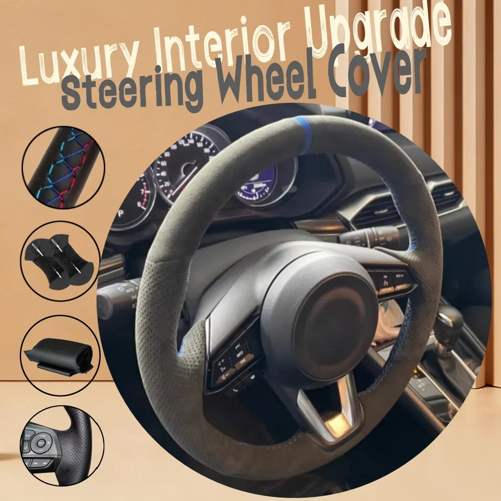 Customize Soft Suede Leather Car Steering Wheel Cover Axela 2017-2018 6 Atenza CX-3 CX-5 Steering Wrap Cover For Mazda 3