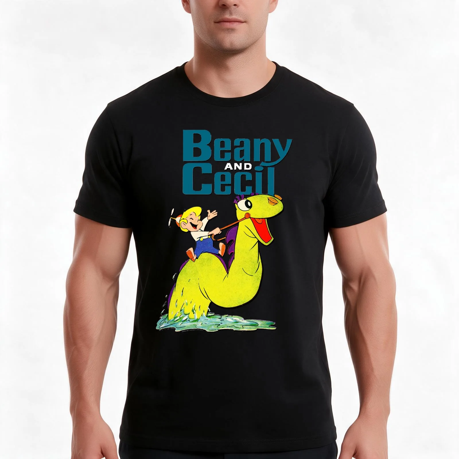 Vintage Retro Beany and Cecil Childhood Tribute T-Shirt, Summer Casual Cotton Tee, Oversized Streetwear Tops, Unisex Men Women