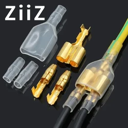 25 50 100sets 4.0 bullet Crimp terminal car electrical wire connector diameter 4mm Female+Male+Case Cold press terminal 1in2out