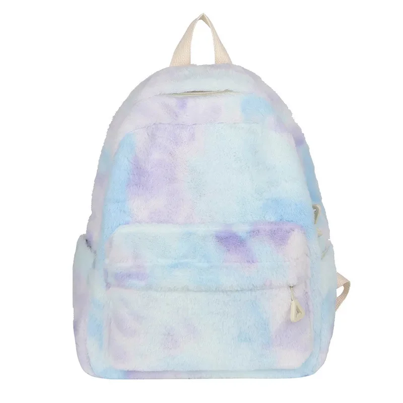 New fashion women fur backpack girl autumn and winter backpack female graffiti plush schoolbag