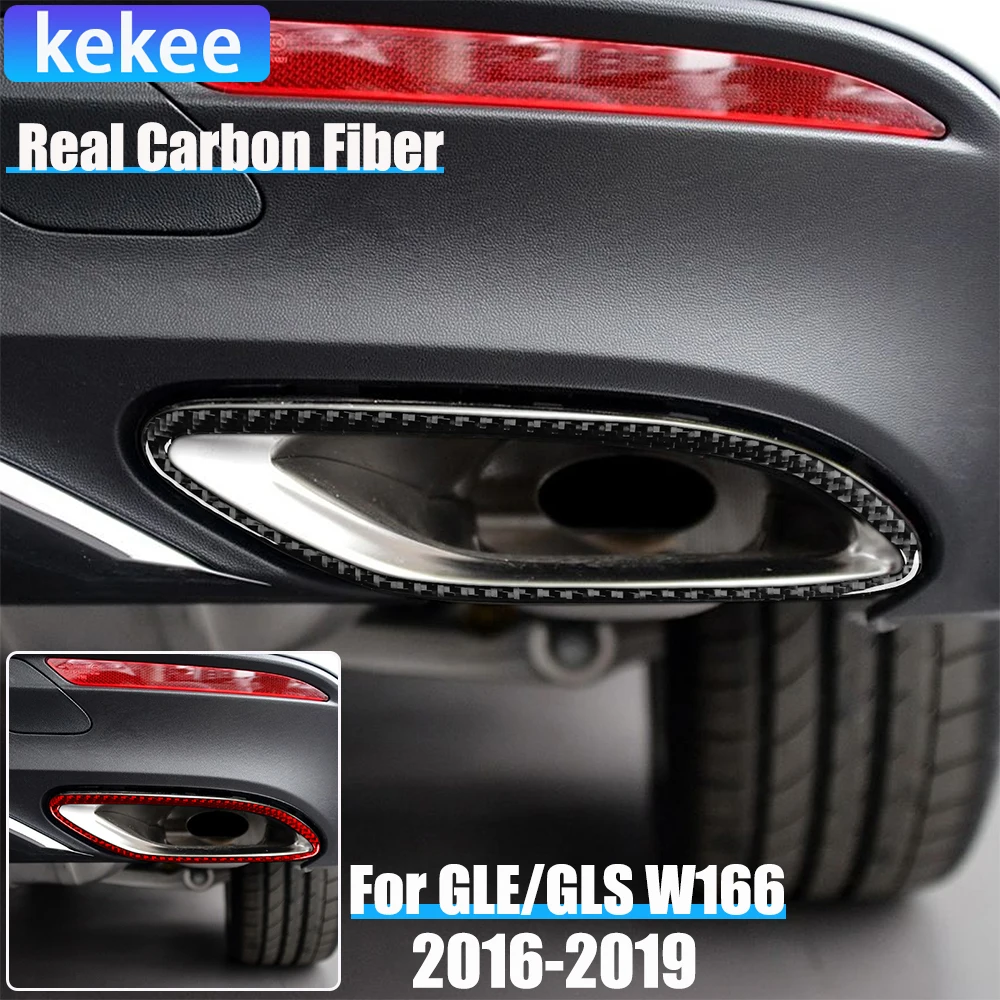 

Real Carbon Fiber Car Accessories Tailpipe Exhaust Trim Cover Soft Sticker For Mercedes-Benz W166 GLE/GLS 2016 2017 2018 2019