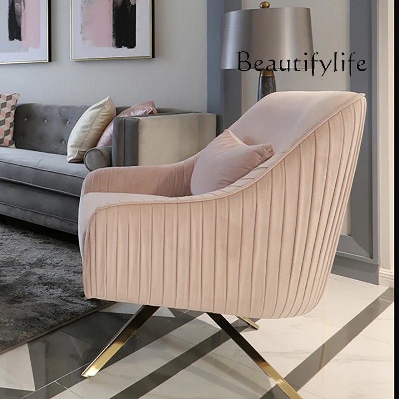 

Light luxury single sofa chair Nordic postmodern simple living room single chair balcony fabric leisure chair