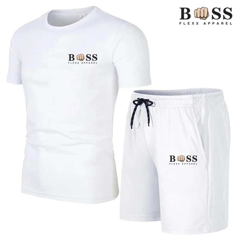 

2024 New Men's Quick Dry Short Sleeve T-Shirt, Casual Sports Fashion Set 2 Piece Set Sports Breathable Casual Fashion Streetwear