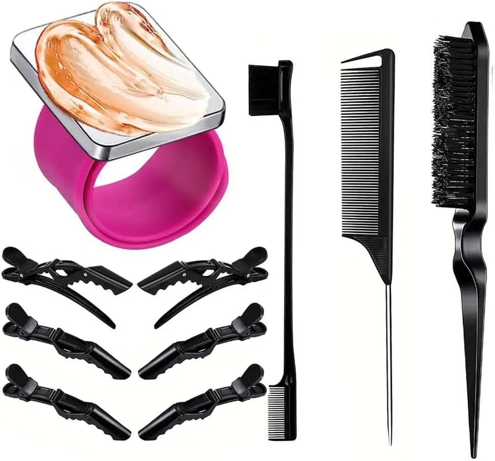 

Professional Hair Styling Wristband Kit with Magnetic Holder, Edge Brush, Comb & Clips for Salon Use