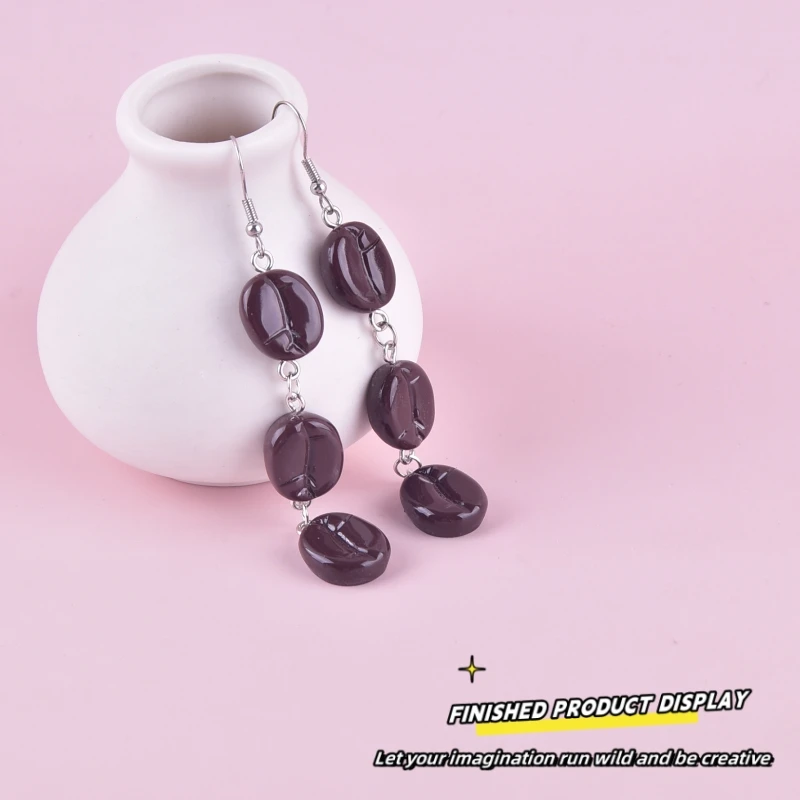 10pcs Three connected coffee beans Resin Charms for Earring Keychain DIY Decoration Fashion Jewelry Accessories