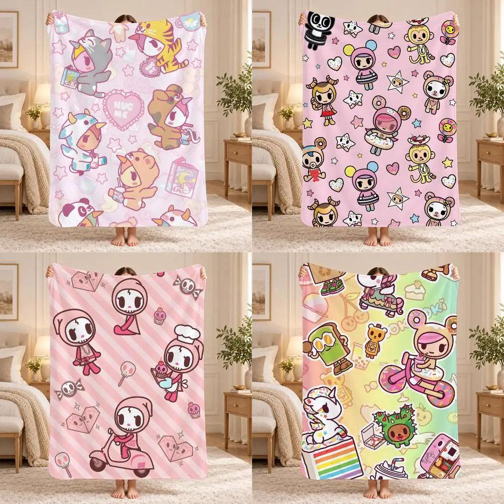 Japan T-Tokidokis Throw 240g Lightweight Flannel Blanket, Soft Skin Throw Blanket for Sofa Bedroom