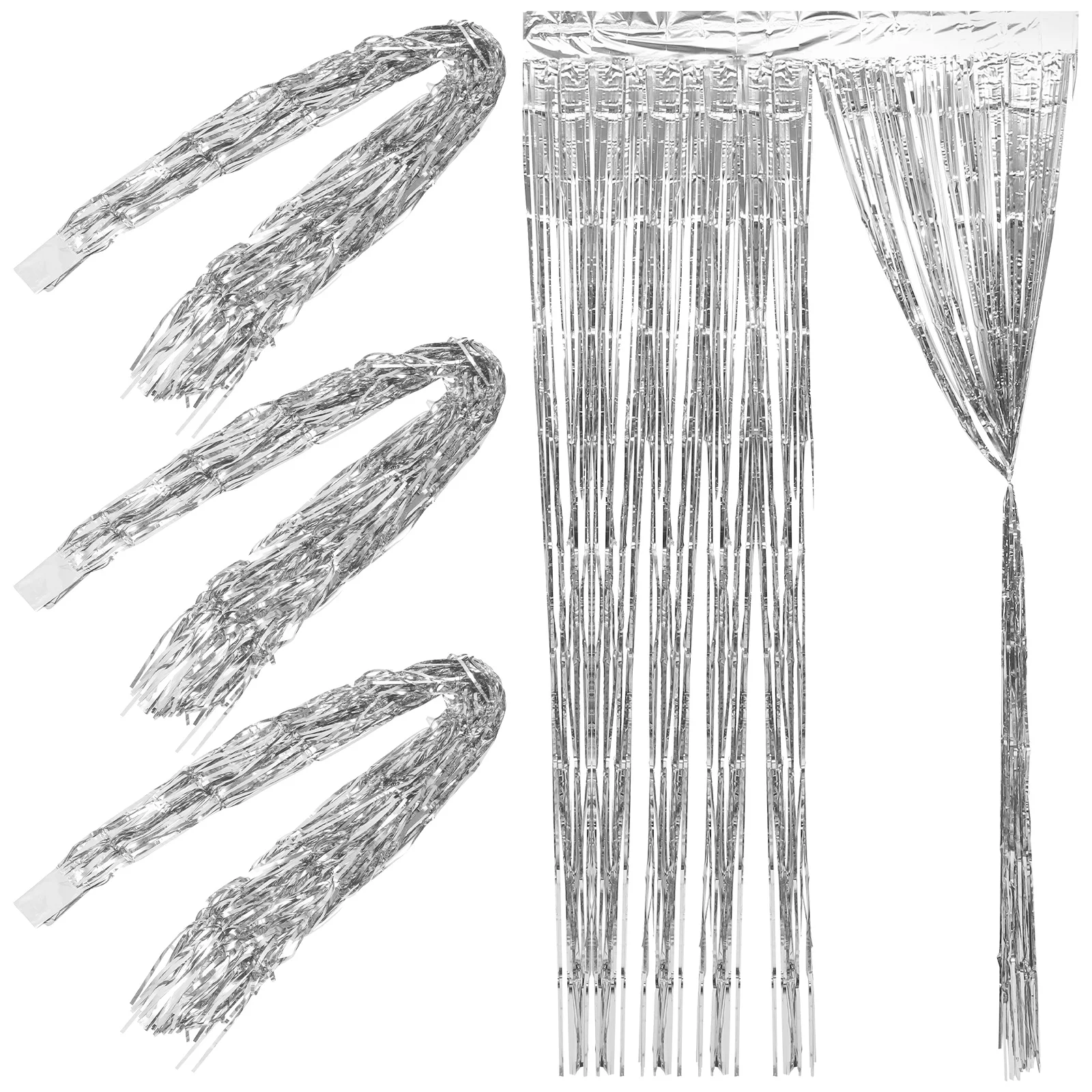 

4pcs Fringe Curtains Party Backdrop Birthday Foil Decoration Streamers Bachelorette Party Supplies Rain Tassel Curtain Photo