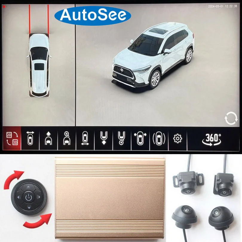 

Для Toyota Corolla cross 360 градусов камера 3D птичий глаз панорамный вид переднее заднее боковое зеркало парковочный объемный задний 4K система