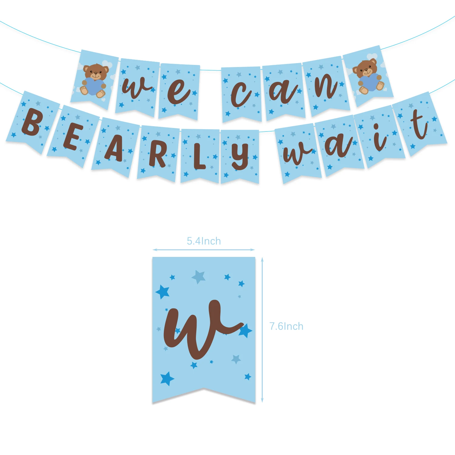 Teddy Bear Theme Birthday Party Decoration Balloons Banner Cake Topper Teddy Bear Party Supplie Blue Bear Baby Shower