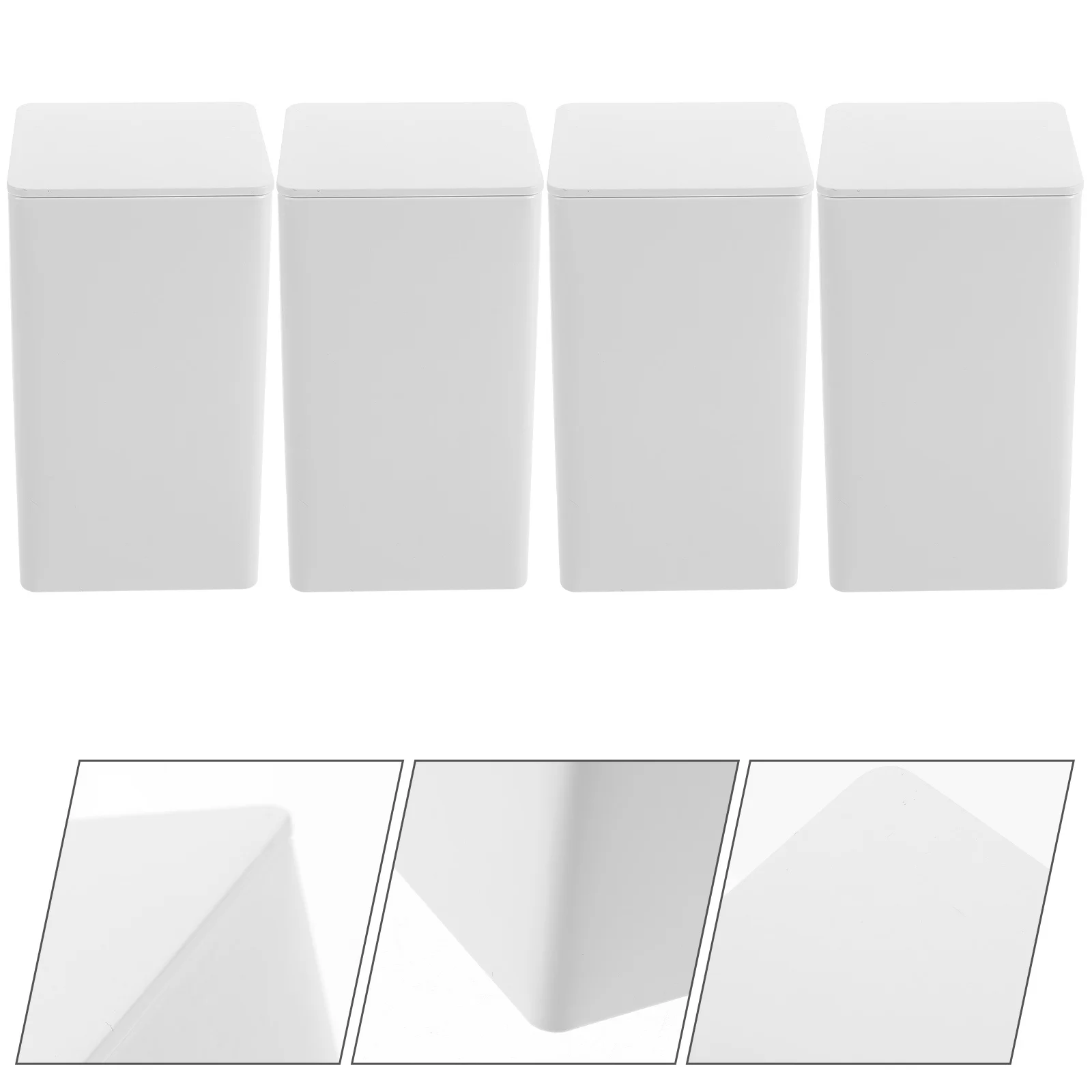 

4pcs Sealed Storage Tin Large Mouth Rectangular Tea Tins For Loose Tea Coffee Sugar Candy Cookie Gift Box Yellow Tinplate