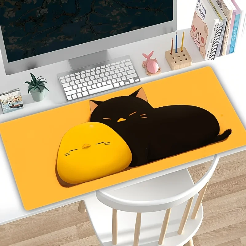 

Large Cute Black Cat & Chick Mouse Pad - Soft Natural Rubber, Non-Slip Desk Mat for Keyboard and Mouse, Perfect Gift for Boyfrie