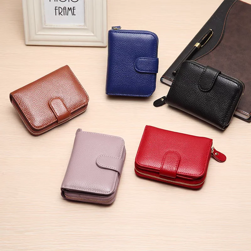 New Genuine Leather Driver's License Credit Card Wallet with RFID Large Capacity Bank Cards Bag ID Holder Zipper Purse