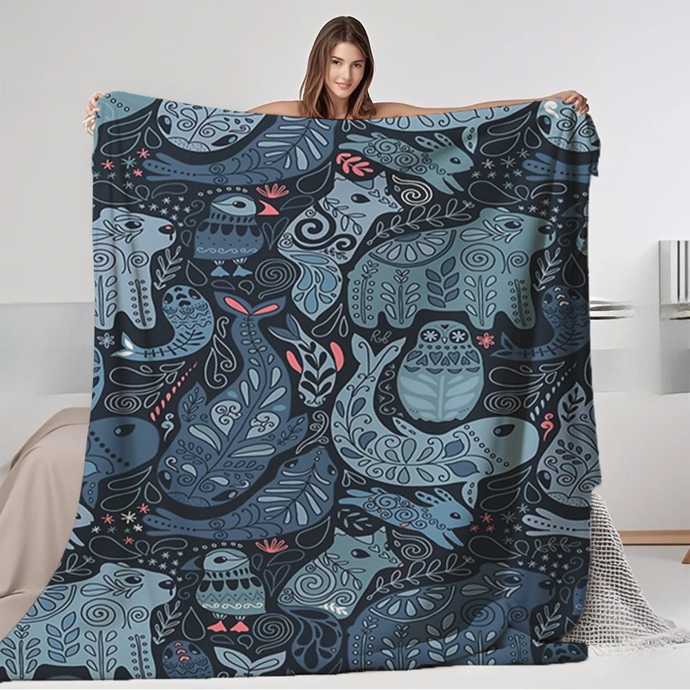 Transitional Seasons Flannel Bed Blankets Art Deco Marble Tiles In Pastels Coastal Pattern Throw Throw Ultra-Soft Touch Blanket