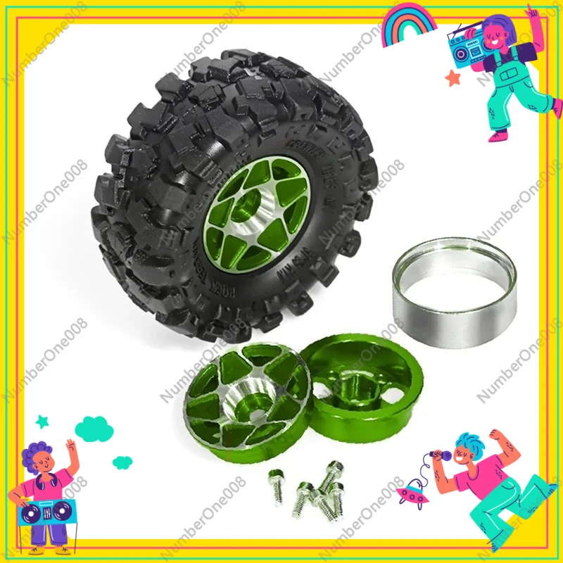 Best 4Pcs 57Mm 1.0Inch Metal Beadlock Wheel Tire Set For 1/18 1/24 RC Crawler Car TRX4M SCX24 AX24 FCX24