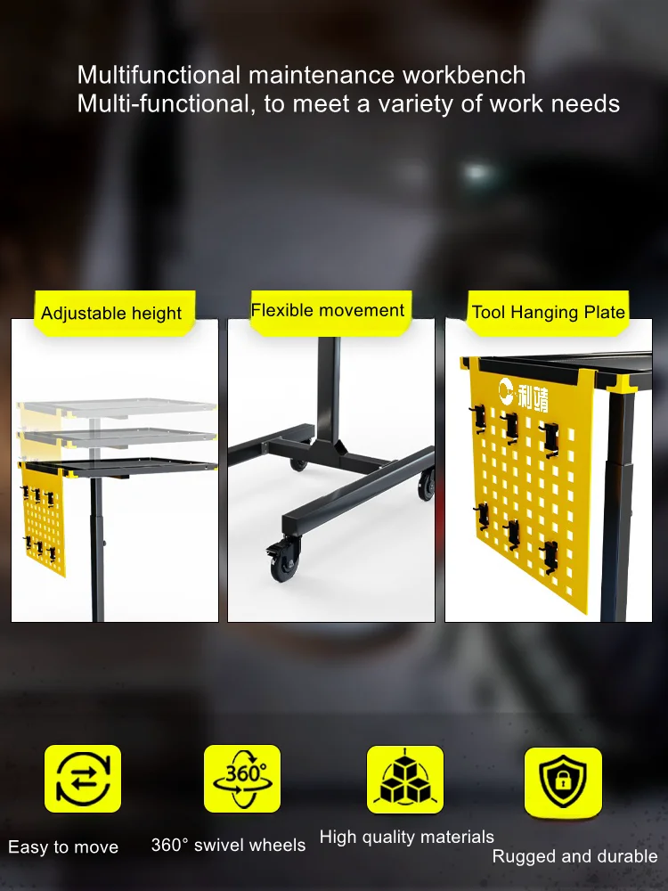 Lifting workbench engine repair parts storage workshop mobile tool cart trolley auto repair tools