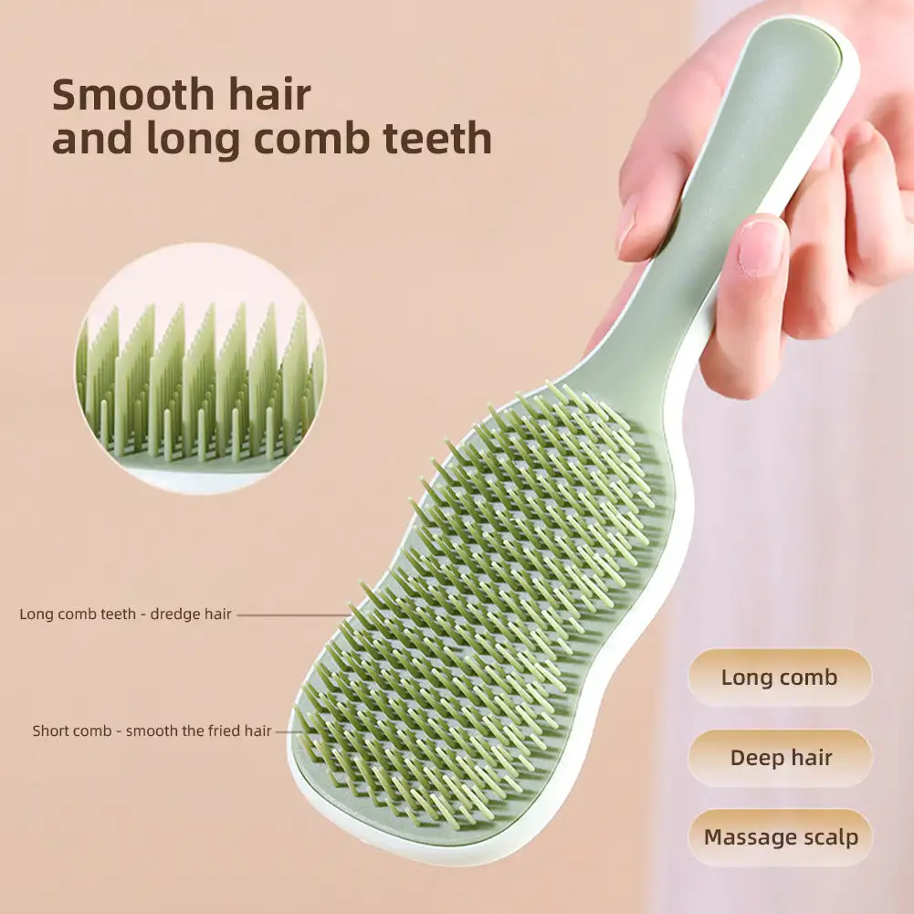 แปรงหวีผมรูปใบกล้วยแปรงผมไม่พันกันนวดหนังศีรษะสำหรับจัดแต่งทรงผมหยิกเครื่องมือดูแลร้านเสริมสวย