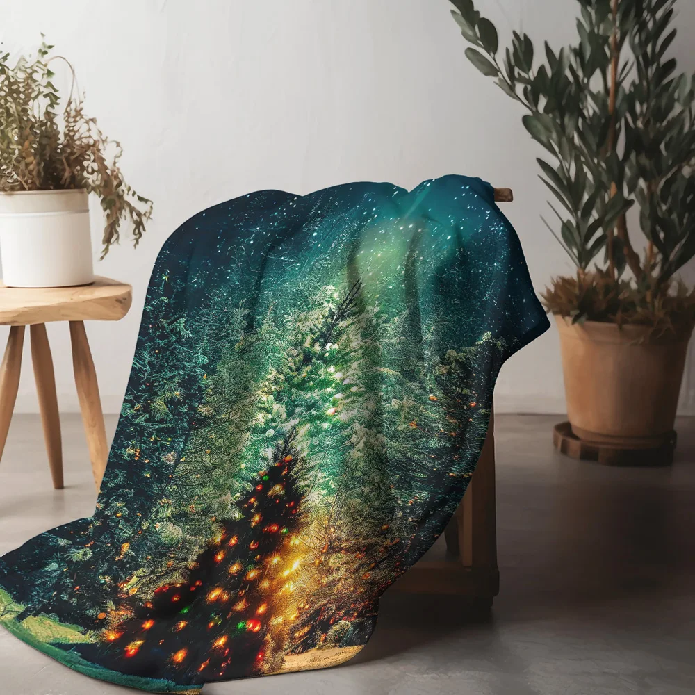 

Tuniu Cozy Winter Christmas Tree Blanket Sofa Bed Room Decor Throw Blanket for Home Living Room Decor