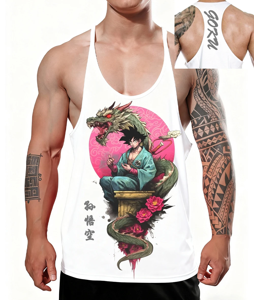Neues Goku Herren-Tanktop, 100 % Baumwolle, Weste, japanischer Anime, Dragon Ball, schnell trocknend, ärmellos, Unterhemden, Fitness, Muskelaufbau-Top