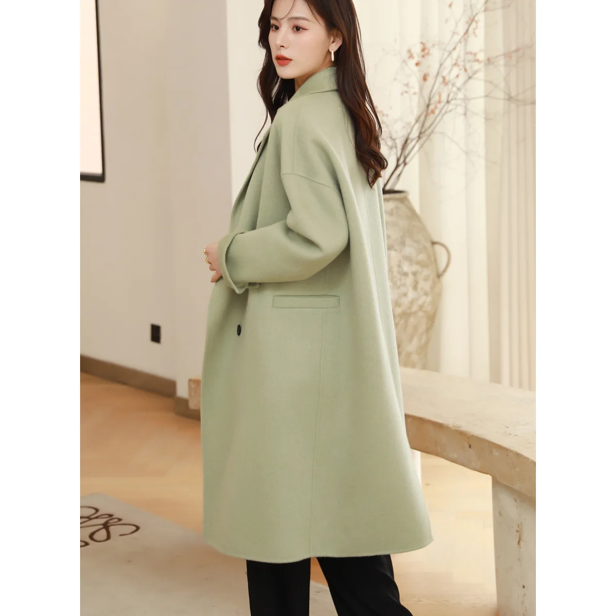 Double-sided woolen coat women's autumn and winter new high-end fashion temperament medium and long camel wool coat