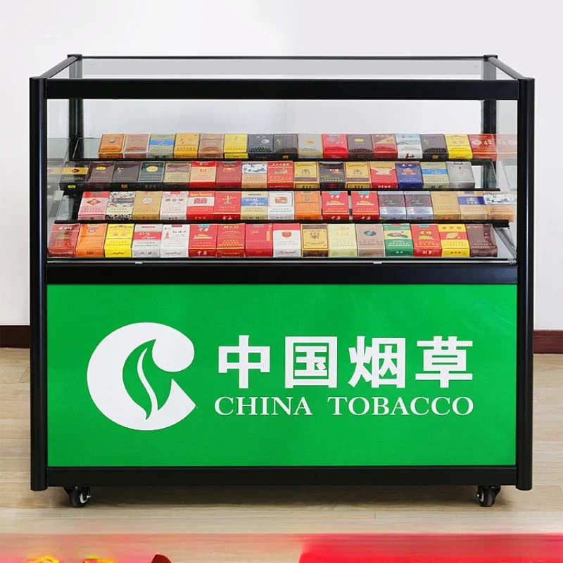 

Cigarette Counter Tobacco Shelf Supermarket Display Shelf Mobile commissary Cigarette cabinet Glass display cabinet