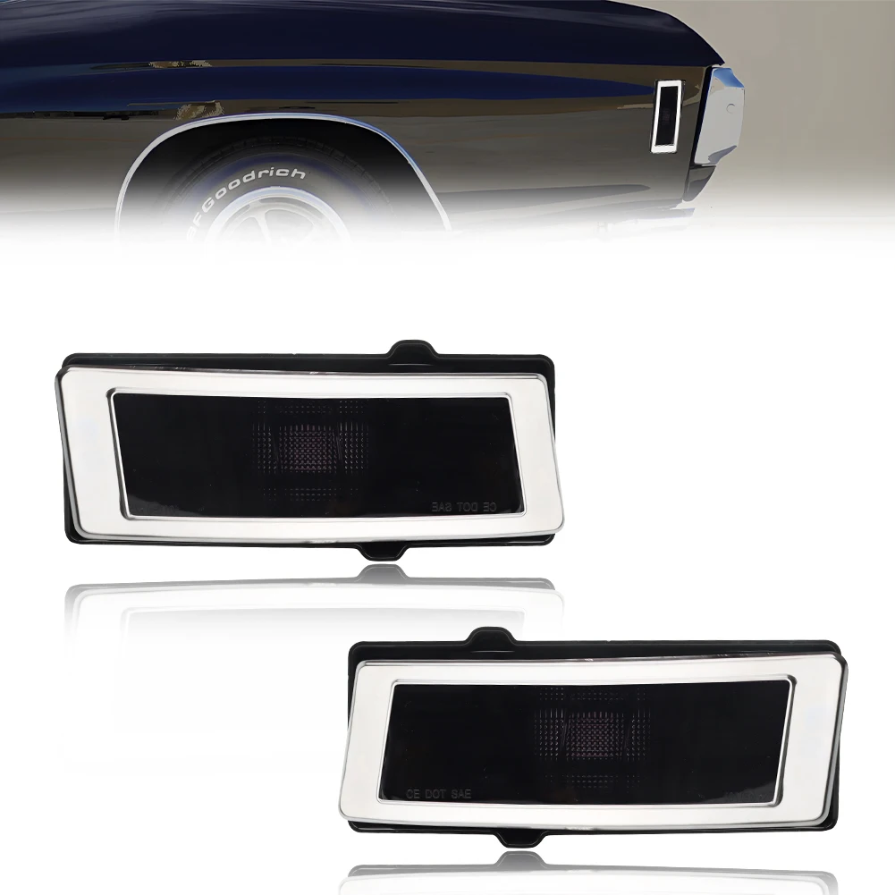 

2Pcs Rear Reflector Light Side Marker Light Quarter Marker Light Turn Signal Light For 1970 1971 1972 Chevy Chevelle No Bulb