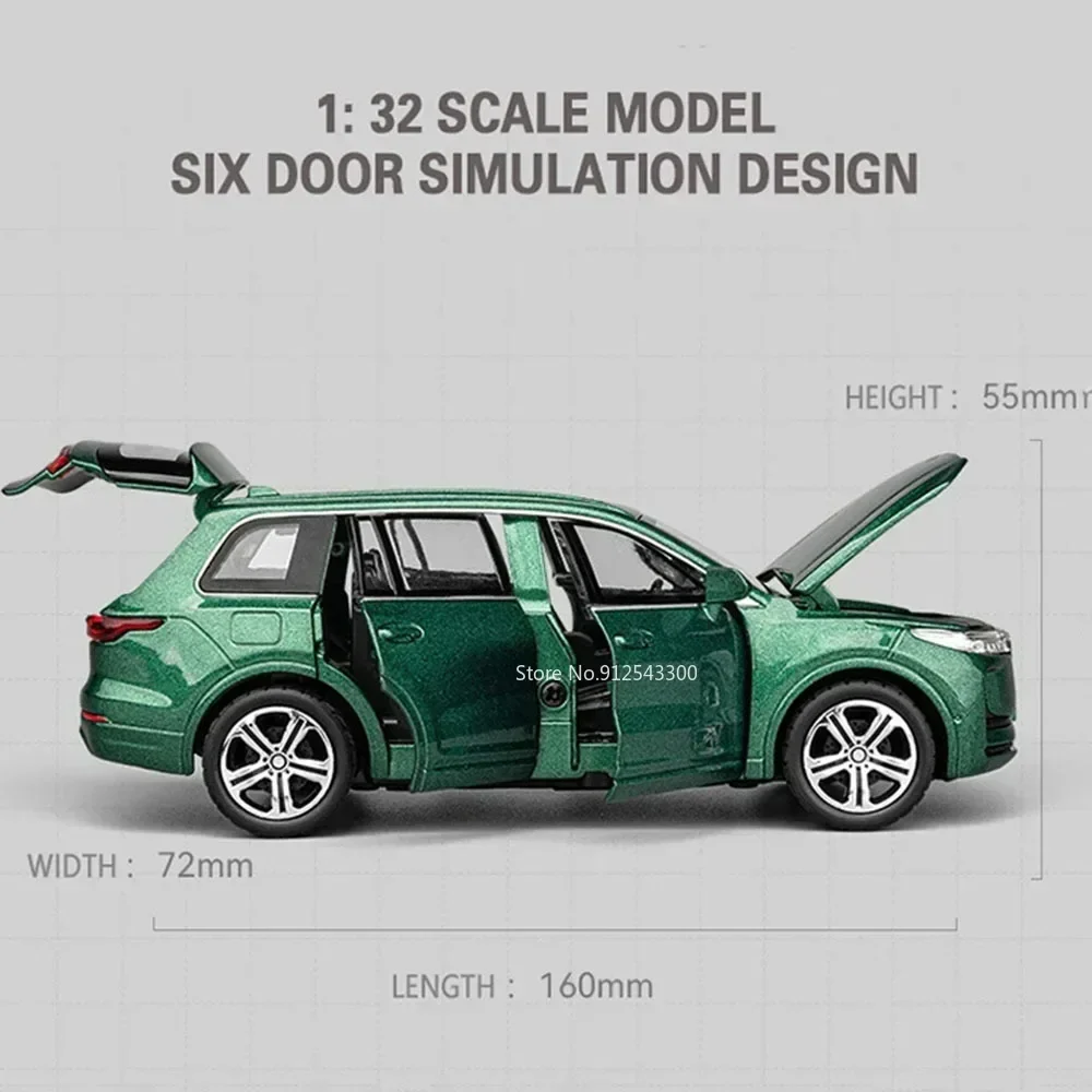 1:32 Scale Leading Ideal L9 ONE Toy Car Model Diecast Pull Back Miniature New Energy Vehicle Models Toys Boys SUV Ornaments