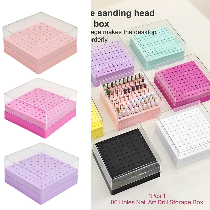 

100-луночная коробка для хранения сверл для дизайна ногтей, шлифовальная головка для полировки, держатель для сверл, дисплей, органайзер для сверл для ногтей, пластиковая подставка для ногтей