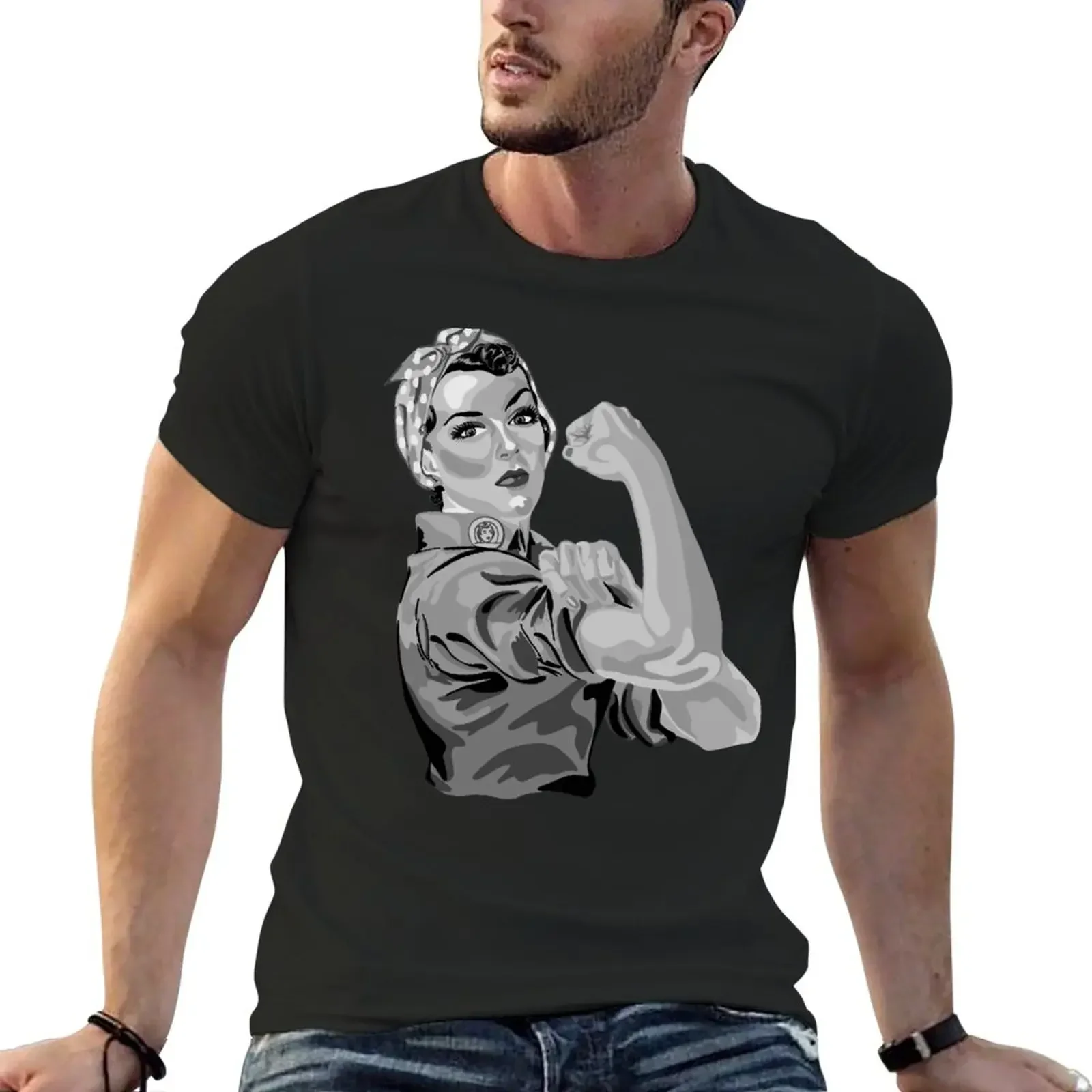 Rosie The Riveter in Shades of Gray T-Shirt boys animal print oversized for a boy clothes for men