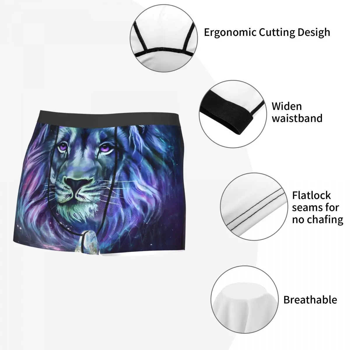 Space Galaxy Wolf Men\'s Panties Guardian Lion Men Boxer Underwear Cotton for Male Large Size Lot Soft