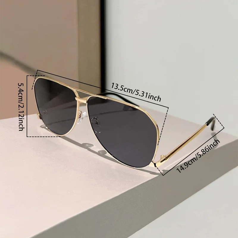 Vintage Oversize Quadratische Piloten-Sonnenbrille für Damen Neue Mode Legierung Farbverlauf Schwarz Sonnenbrille Herren Hip Hop Outdoor-Brille UV400 – Detail 4