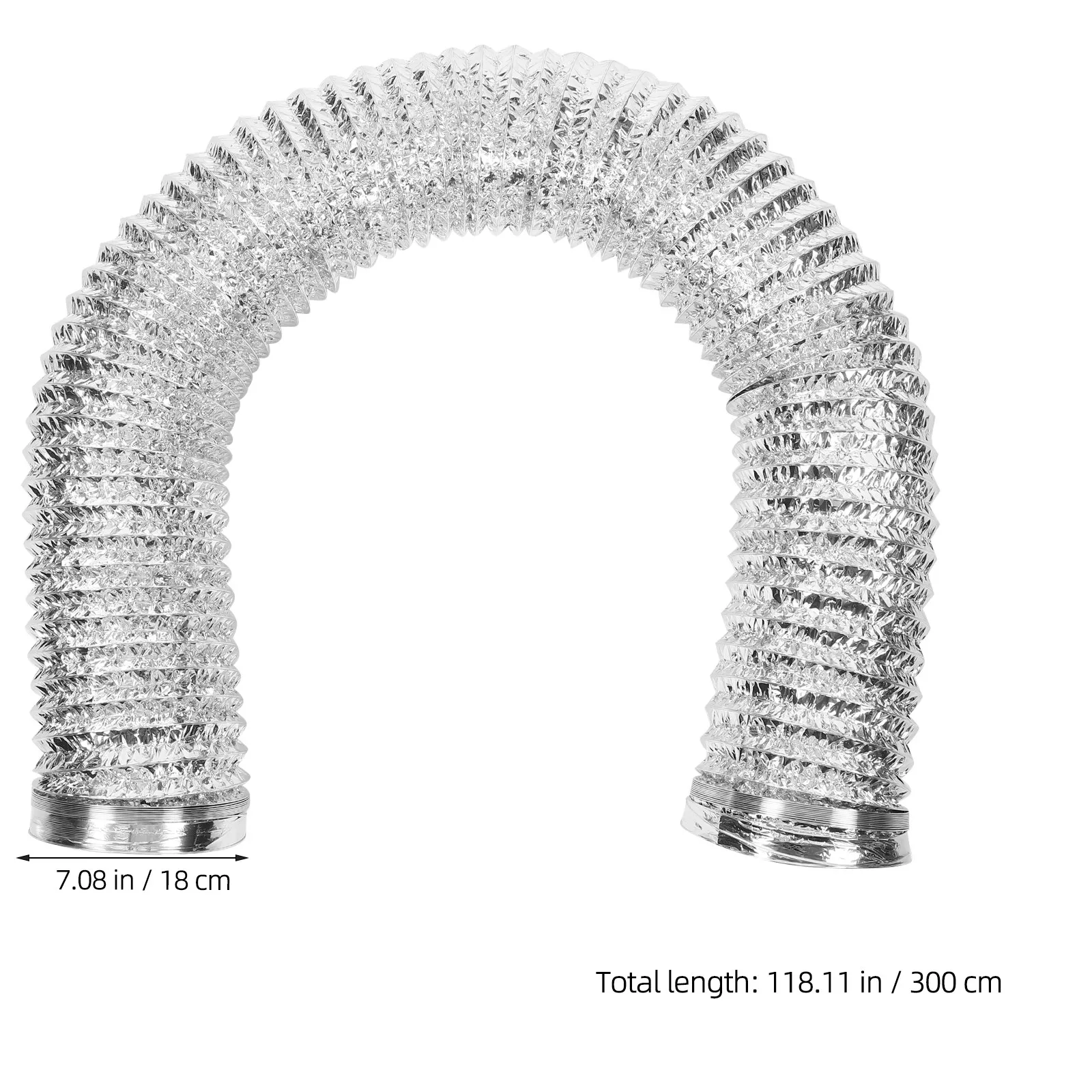 1Pcs Double Layer Aluminum Foil Exhaust Duct Hose 180Mm Heat Resistant Retractable Flexible Vent Hose for Greenhouse Grow Room