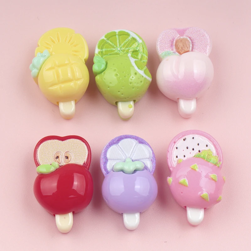 30/300pcs Kawaii Resin Mini Fruit Popsicle Series Cabochon Flatback Nail Art Scrapbooking DIY Decor Charms Miniatures Crafts