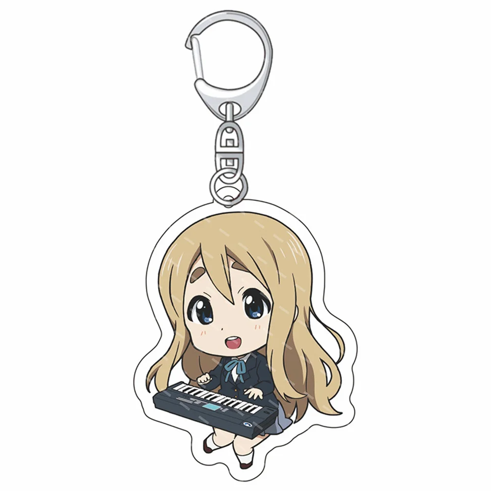 Cute Q Version K-ON！、K-ON！Anime Figures Acrylic D-shaped Buckle Keychain  Tainaka Ritsu Kotobuki Keyring Bag Car Pendant